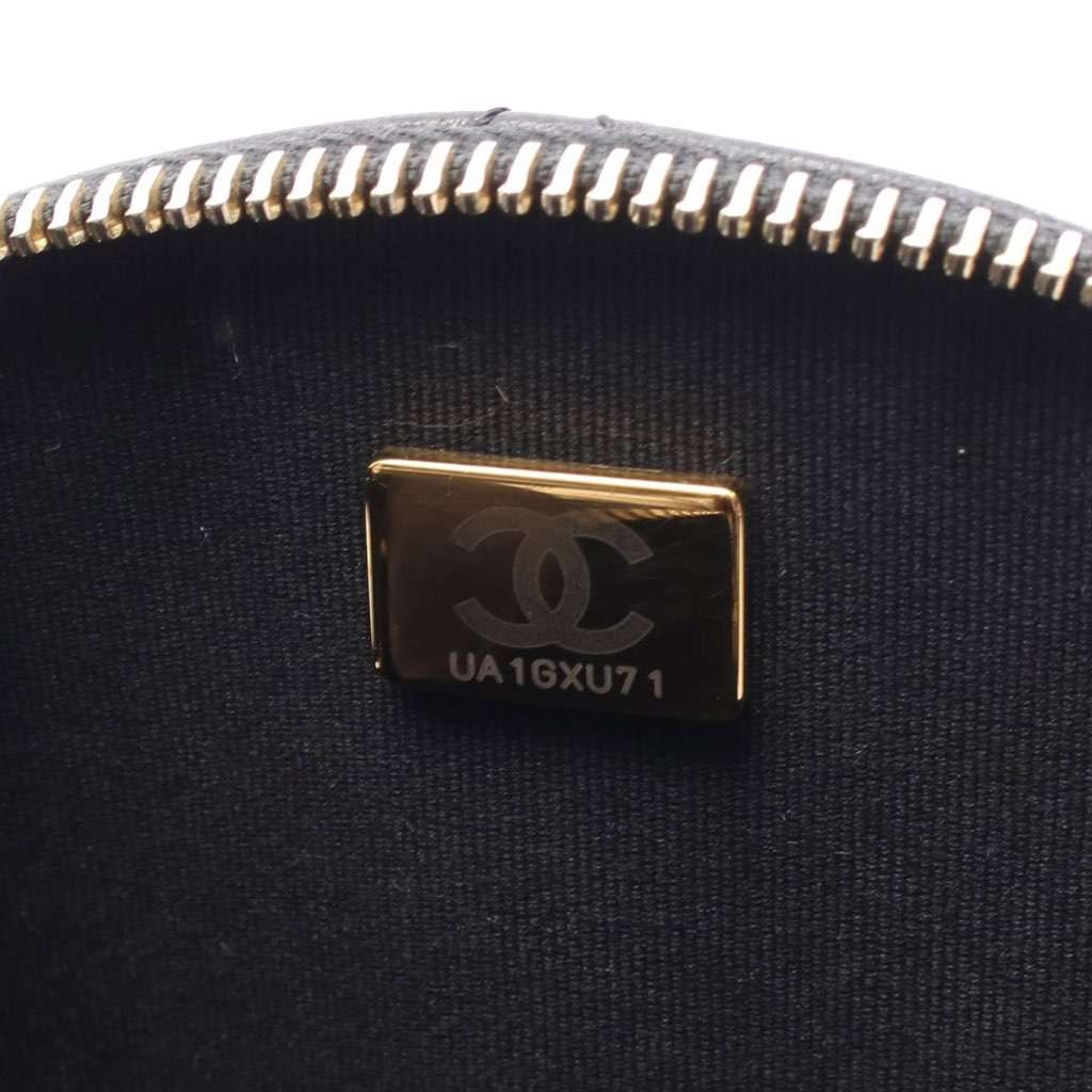 Chanel Quilted Lambskin Oval Logo Chain Top Handle Round Clutch on Chain - Side view