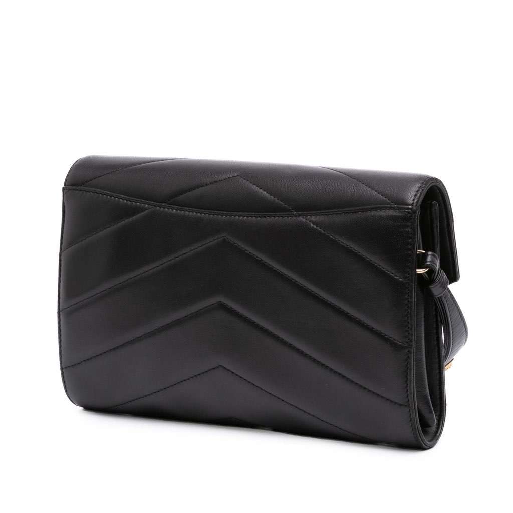Chanel Chevron Lambskin CC Medallion Button Flap Clutch - 2