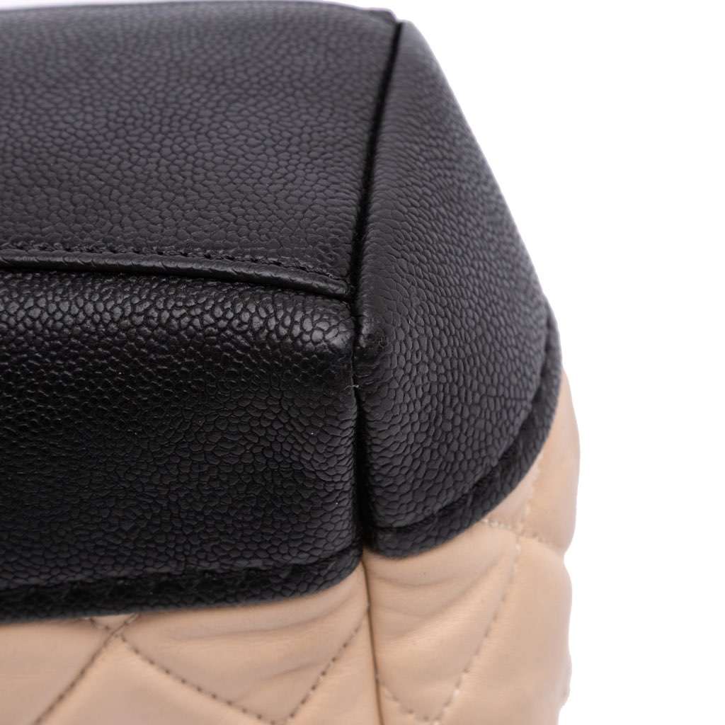 Chanel CC Bicolor Quilted Calfskin and Caviar Single Flap - Image 13