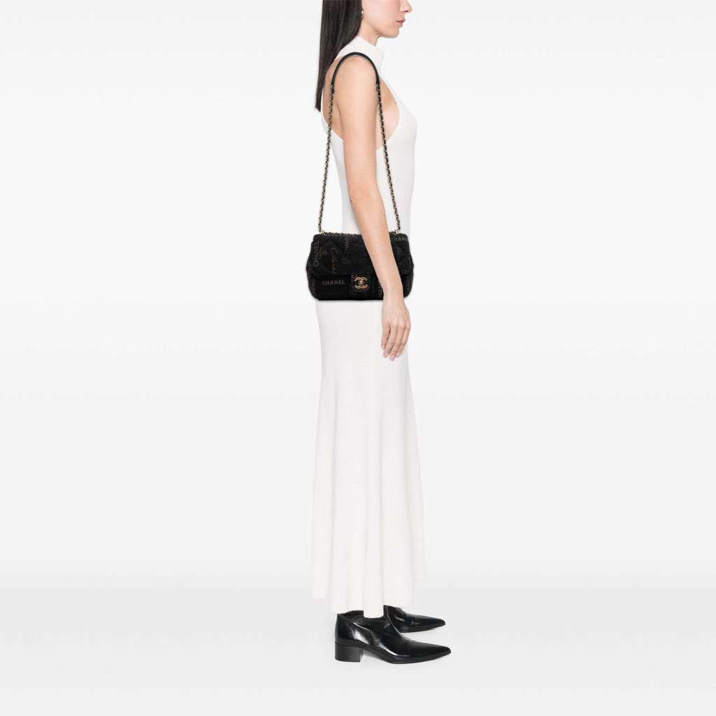 Chanel Medium Quilted Denim Mood Flap - Image 12