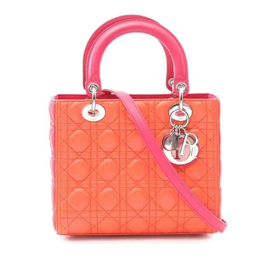 Dior Medium Bicolor Lambskin Cannage Lady Dior