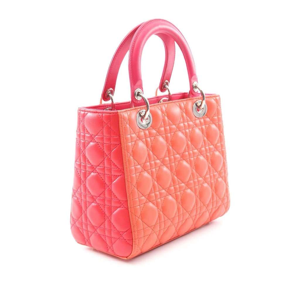 Dior Medium Bicolor Lambskin Cannage Lady Dior - Back view