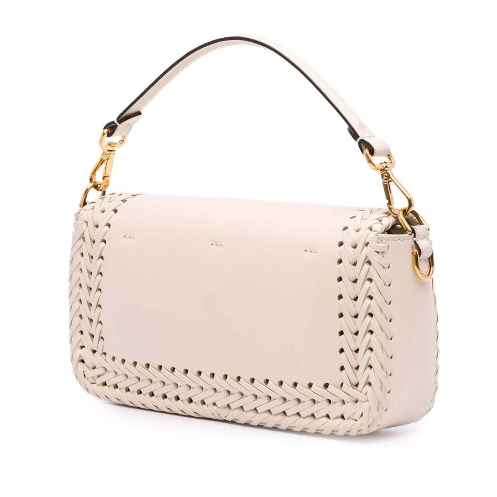 Fendi Woven Calfskin Vitello King Ceylon Baguette Satchel - Back view