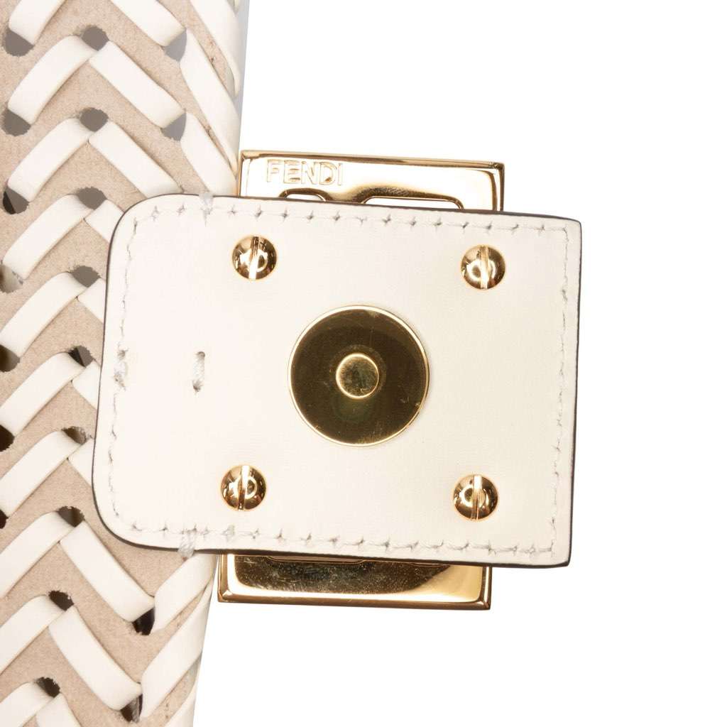 Fendi Woven Calfskin Vitello King Ceylon Baguette Satchel - Image 13