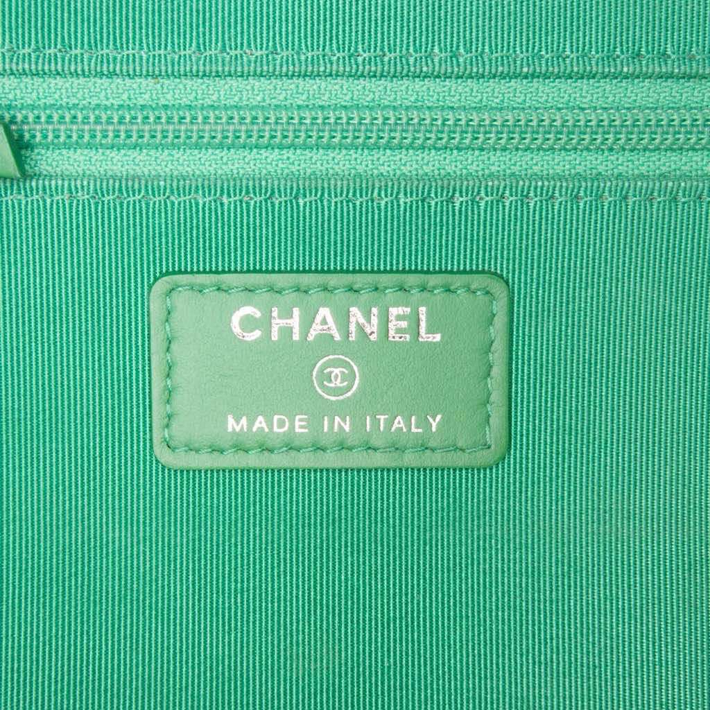 Chanel Quilted Boucle Tweed Robot Charm Wallet On Chain - Side view