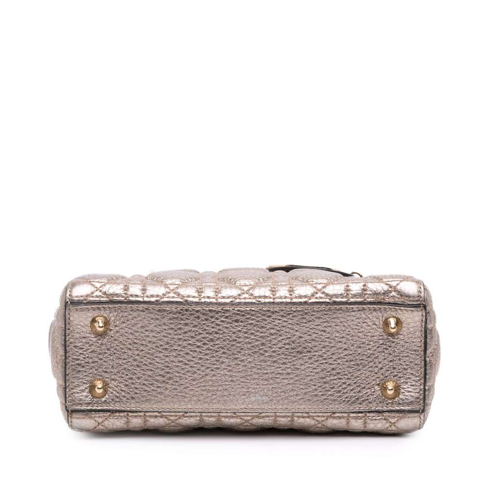 Dior Small Metallic Grained Calfskin Cannage Supple Lady Dior - Image 6