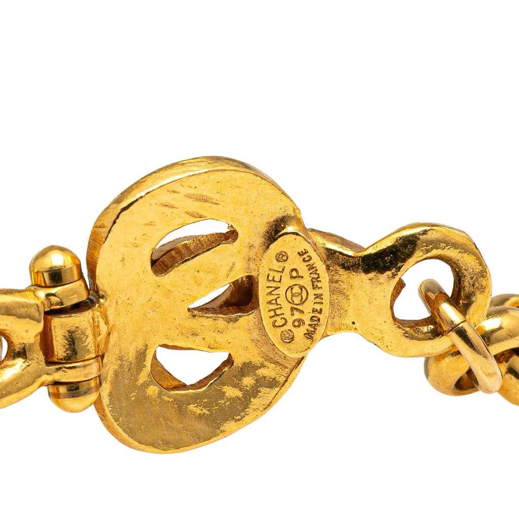 Chanel Gold Plated CC Clover Pendant Necklace - 4