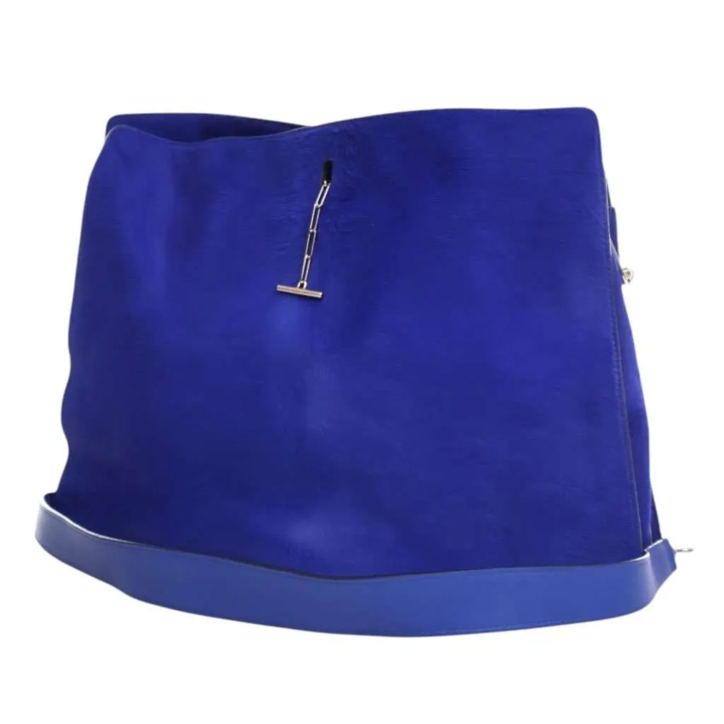 Celine Pony Hair New Shoulder Bag Blue Good - Inside View