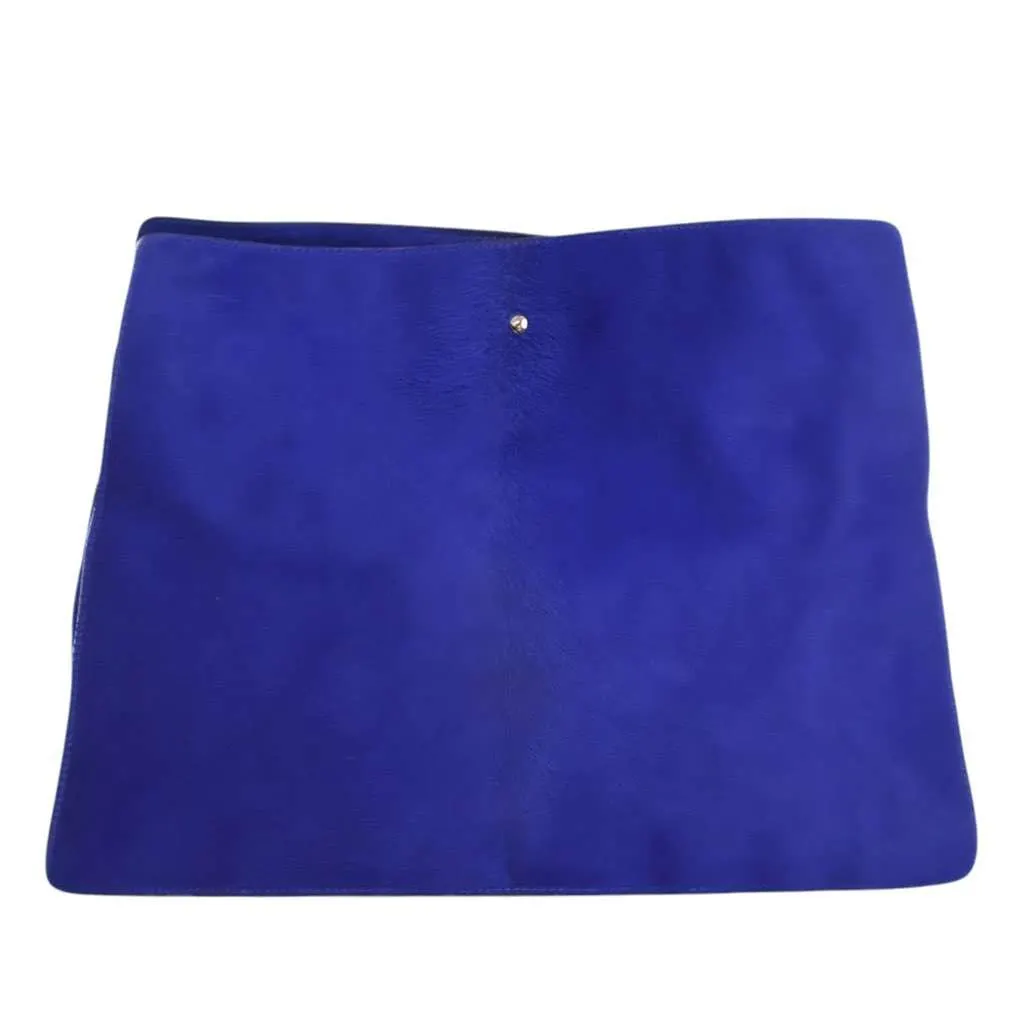 Celine Pony Hair New Shoulder Bag Blue Good - Model View