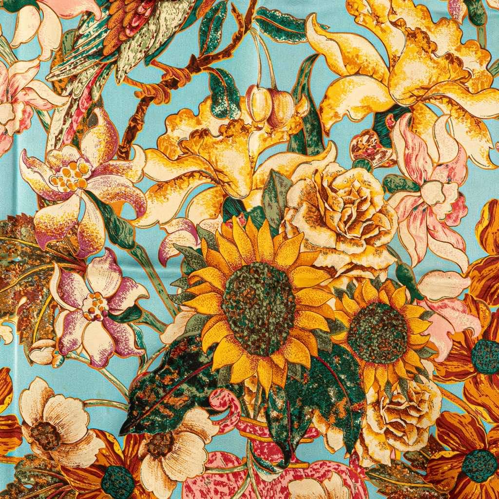 Chanel CC Floral Printed Silk Scarf - 4