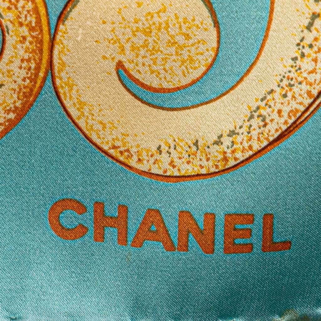 Chanel CC Floral Printed Silk Scarf - Side view