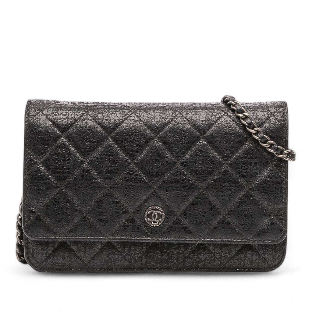 Chanel CC Quilted Crinkled Calfskin Wallet On Chain