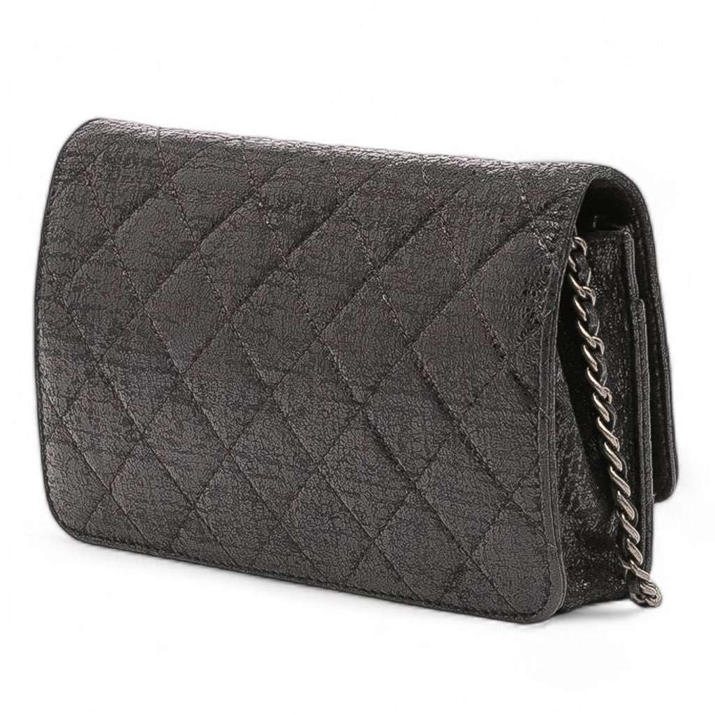 Chanel CC Quilted Crinkled Calfskin Wallet On Chain - Back view