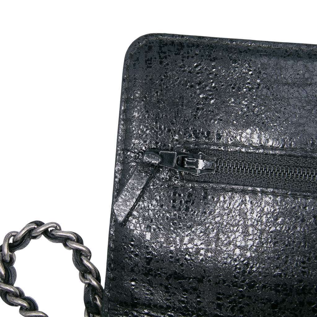 Chanel CC Quilted Crinkled Calfskin Wallet On Chain - Side view