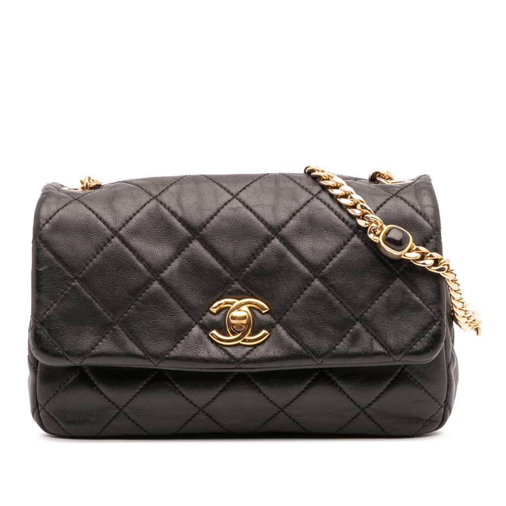 Chanel Small Quilted Lambskin Resin Pearl Chain Flap