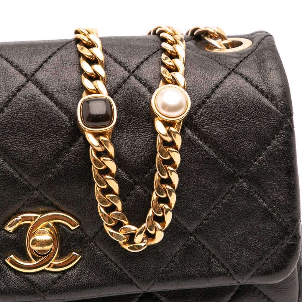 Chanel Small Quilted Lambskin Resin Pearl Chain Flap - Image 13