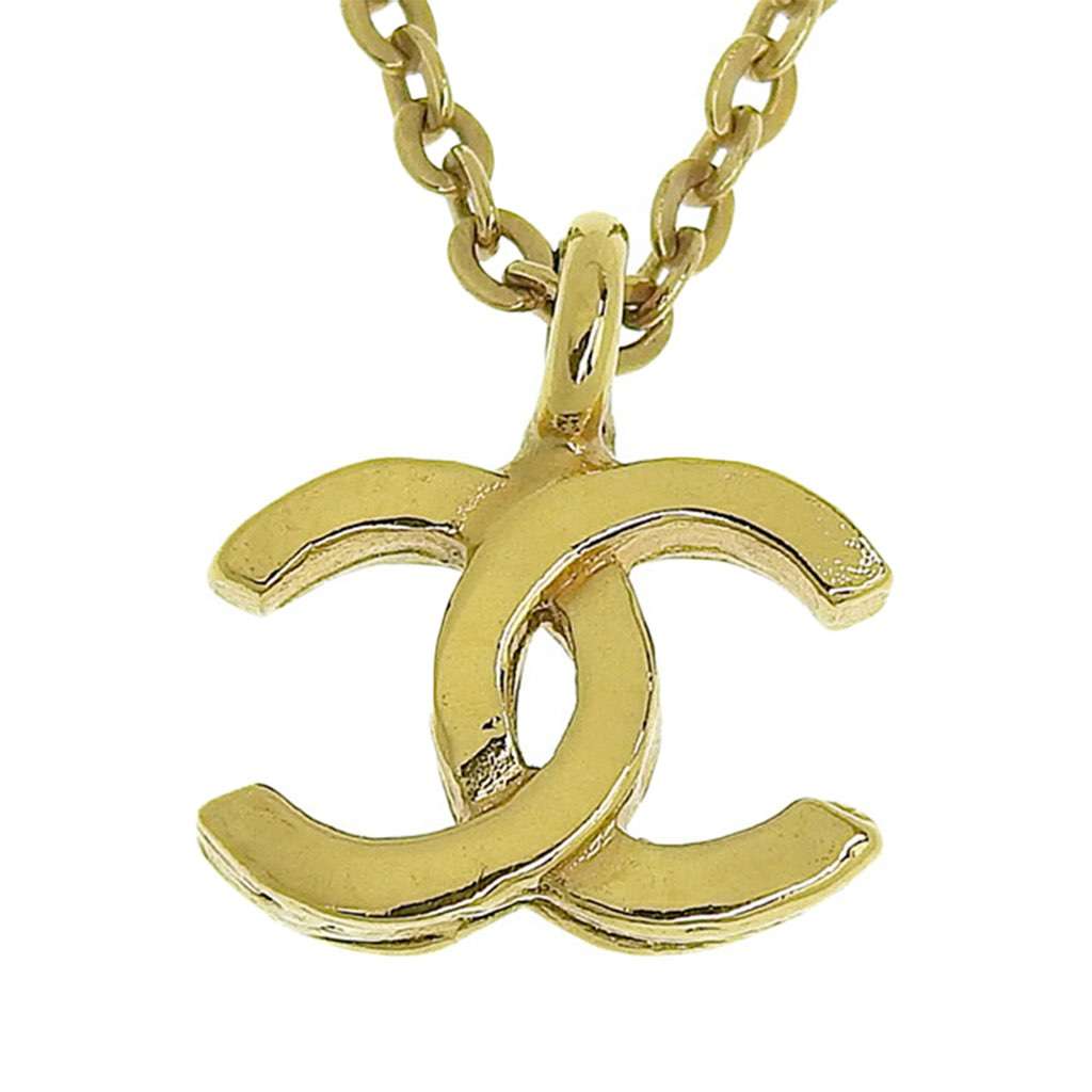 Chanel Gold Plated CC Pendant Chain Necklace