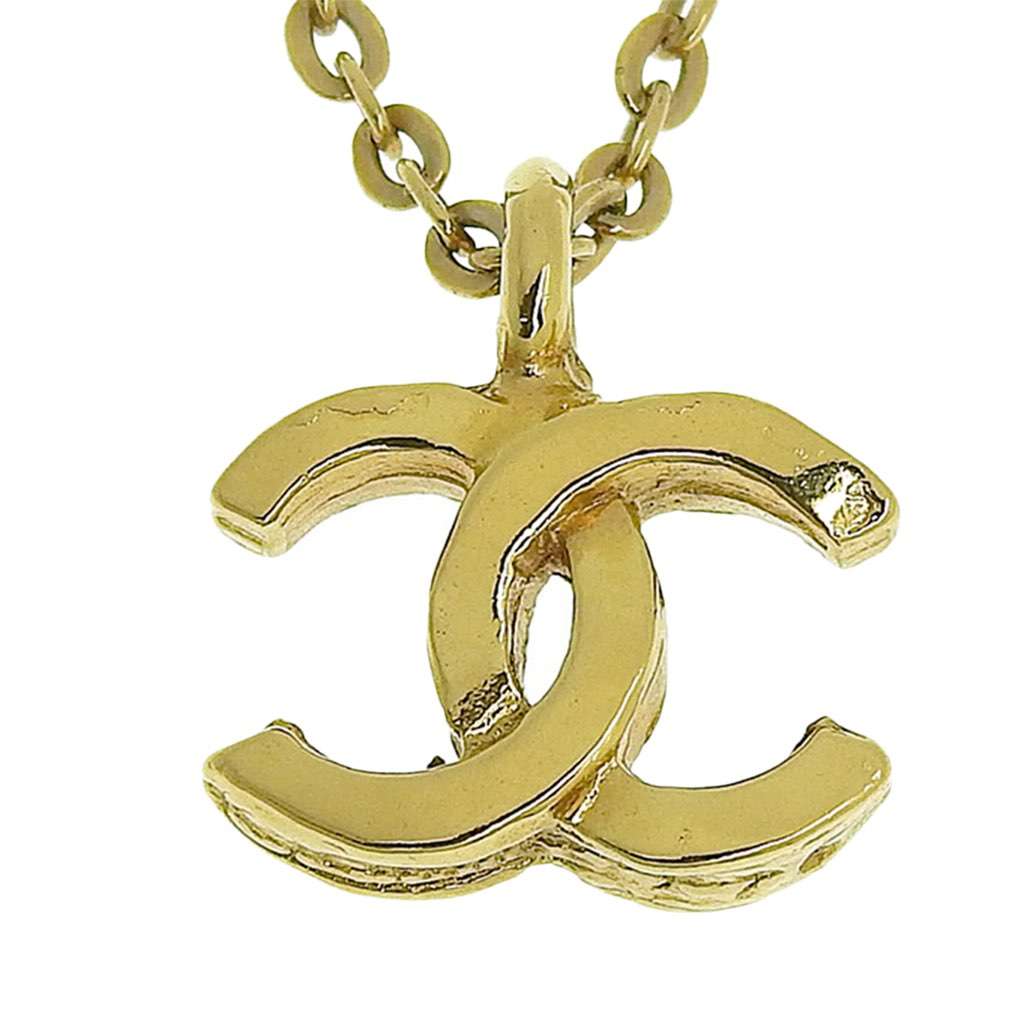 Chanel Gold Plated CC Pendant Chain Necklace - Back view