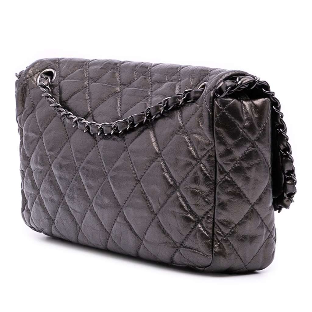 Chanel Medium Quilted Metallic Aged Calfskin Chain Me Flap - Back view