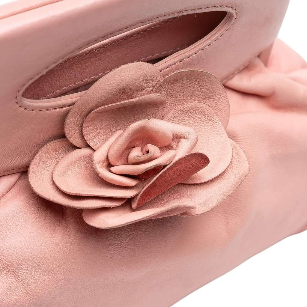 Chanel Lambskin Camellia Top Handle Frame Bag - Image 10