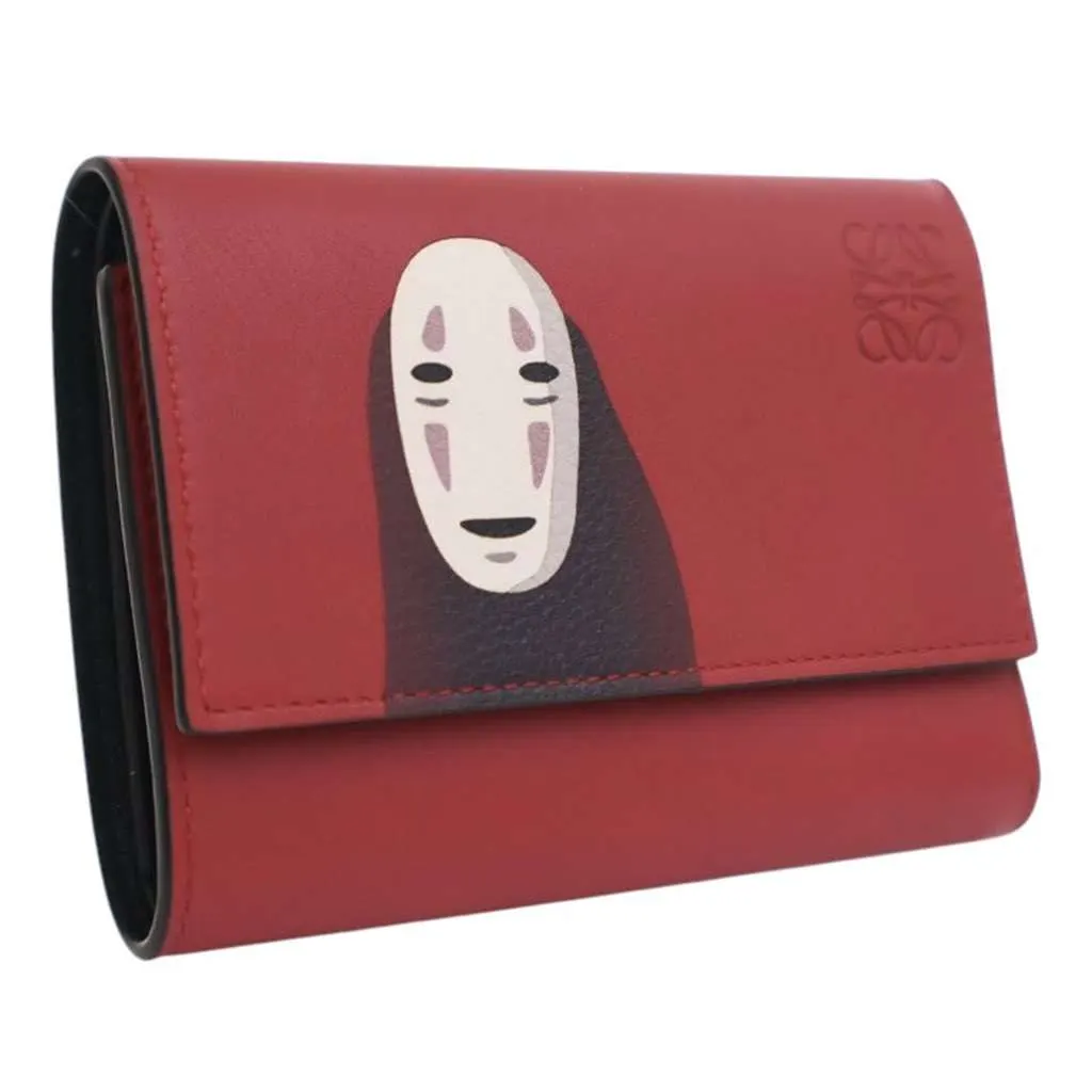 Loewe Studio Ghibli Spirited Away Kaonashi No Face Leather Wallet Red Leather Good - Back View
