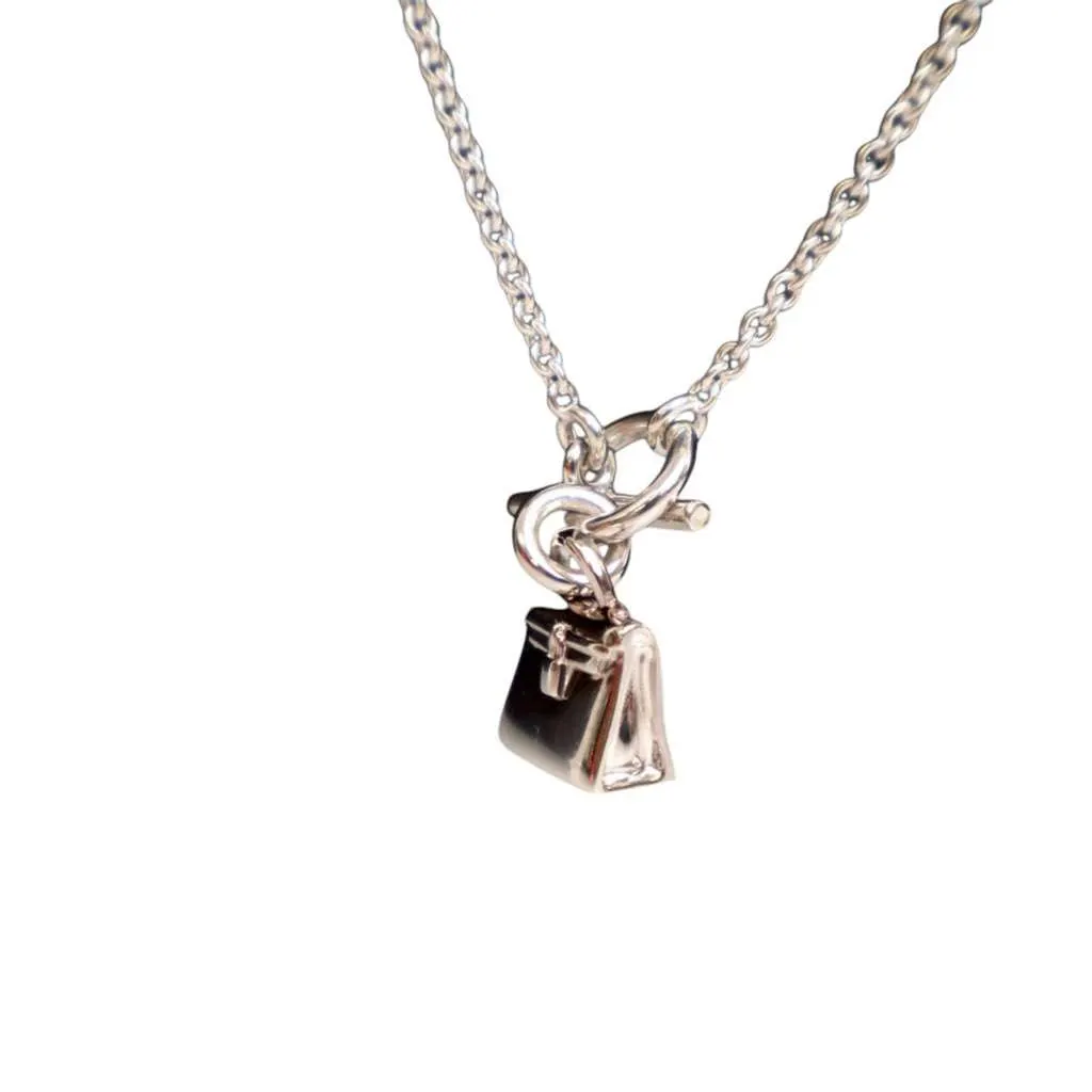 Hermès Sterling Silver Amulettes Kelly Pendant Necklace Silver Silver Good - Back View