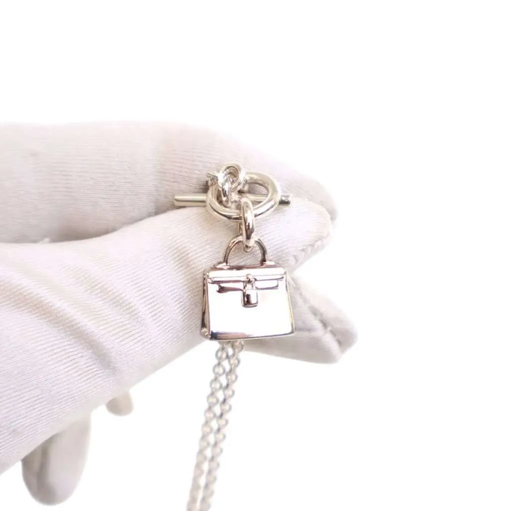 Hermès Sterling Silver Amulettes Kelly Pendant Necklace Silver Silver Good - Box View