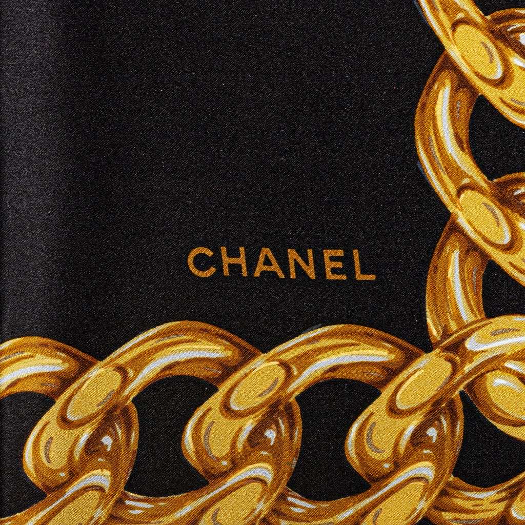Chanel CC Camellia and Chain Print Silk Scarf - 3