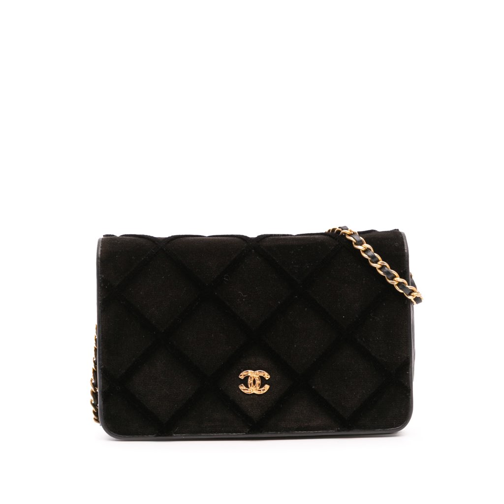 Chanel CC Quilted Velvet Wallet on Chain