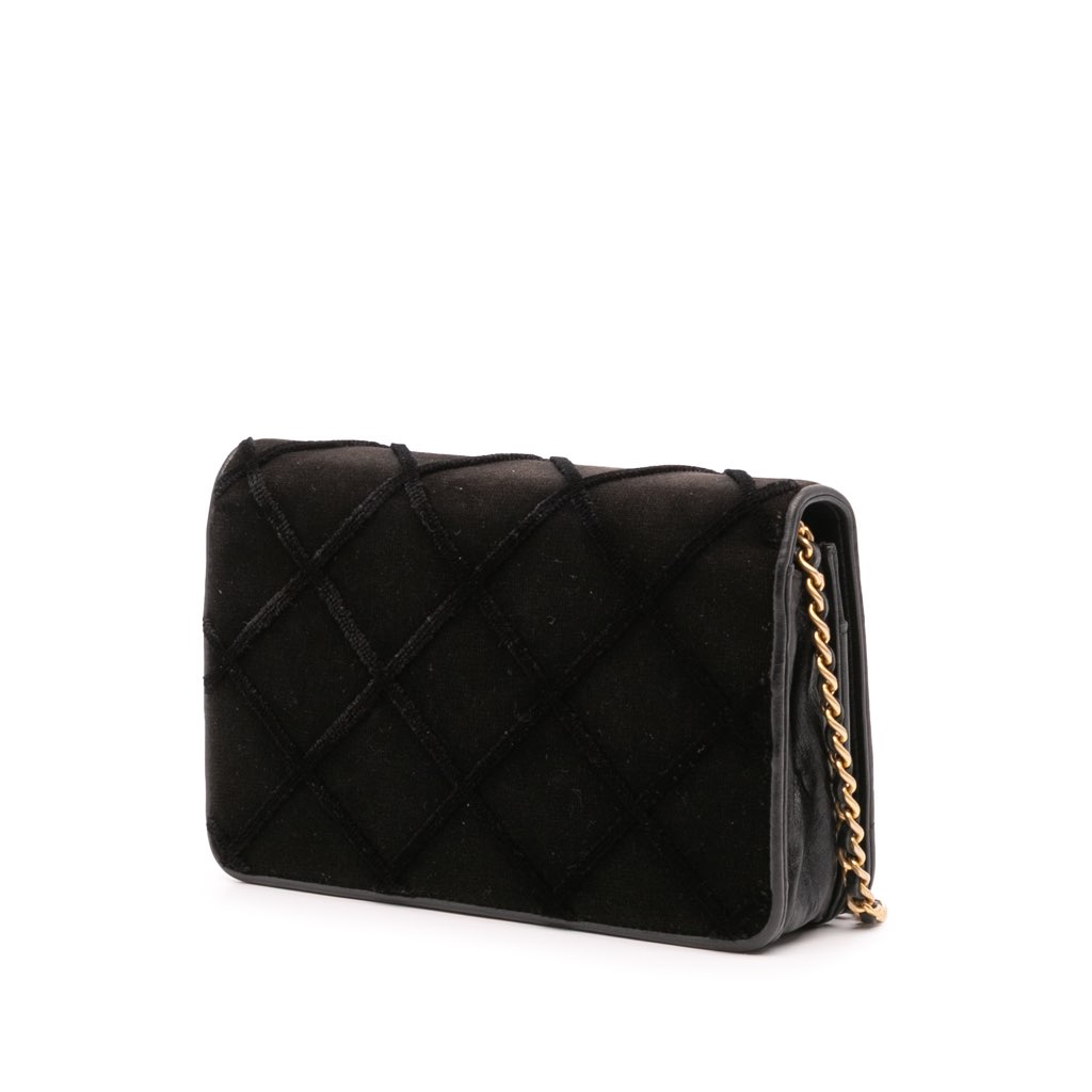 Chanel CC Quilted Velvet Wallet on Chain - Back view