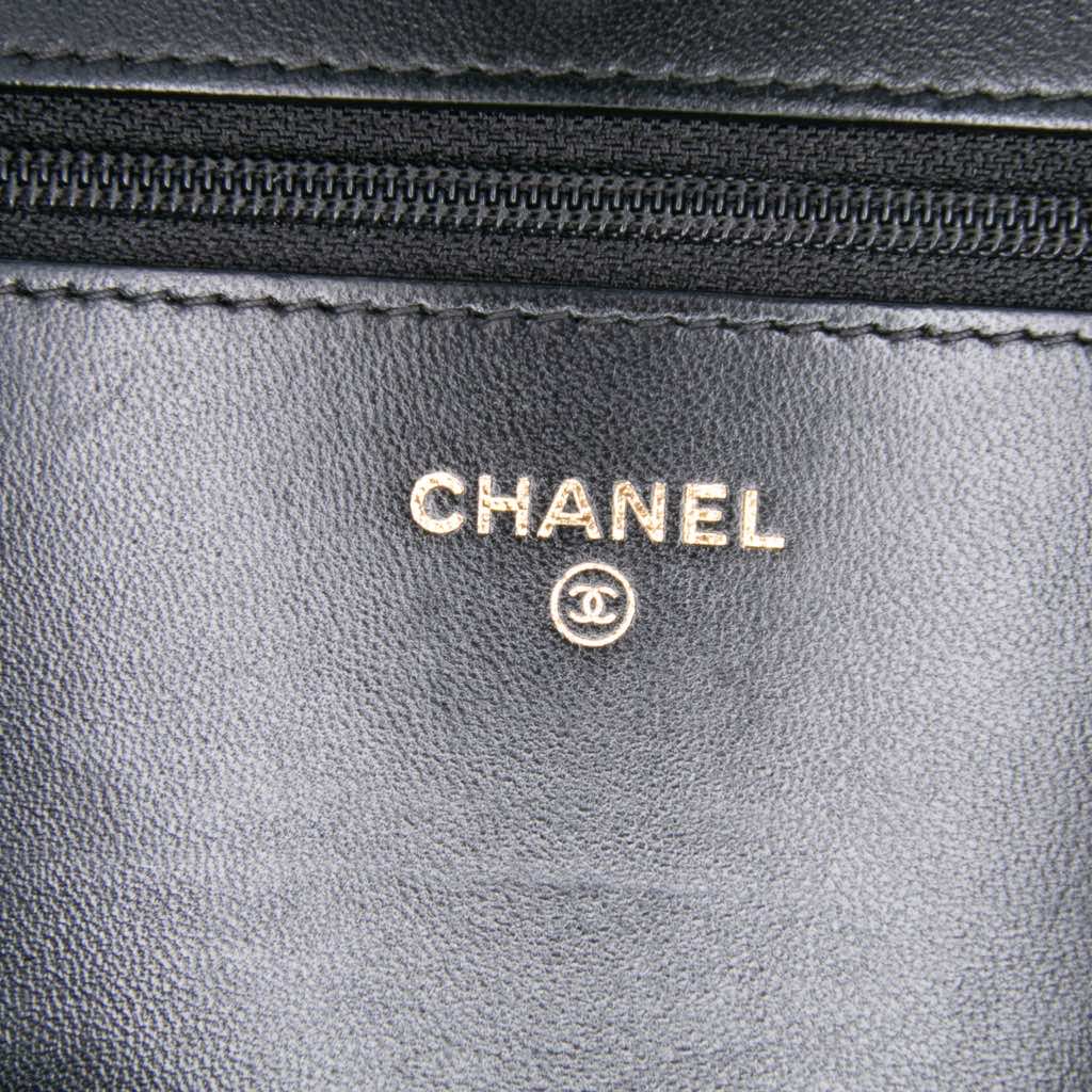 Chanel CC Quilted Velvet Wallet on Chain - Side view