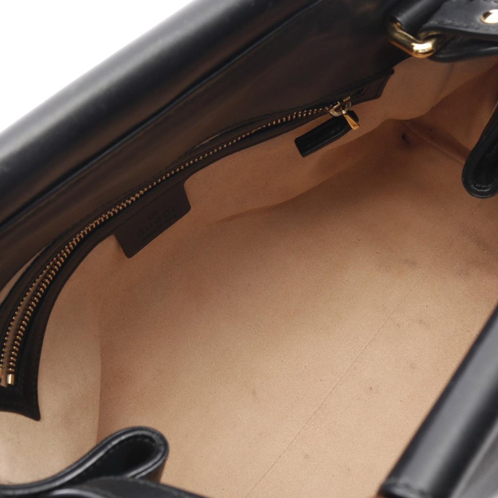 Gucci Small Leather Bamboo Nymphaea Satchel - 3