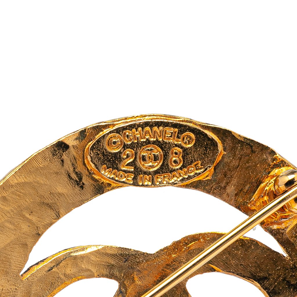 Chanel Gold Plated CC Round Brooch - 4