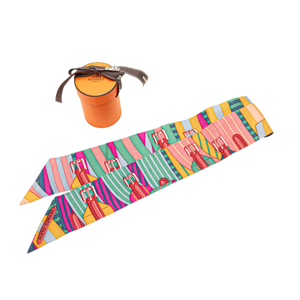 Hermès Sangles Silk Twilly Scarf - Detail 1