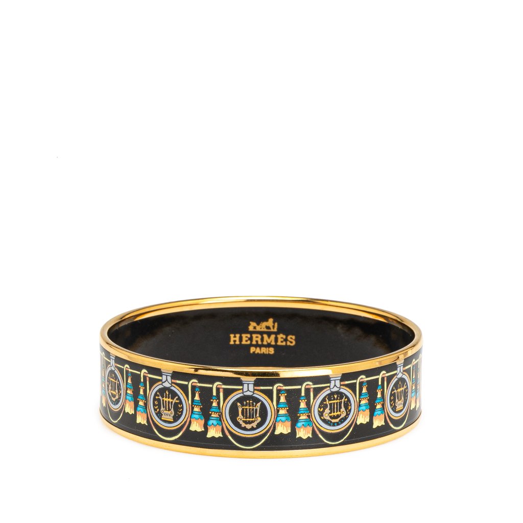 Hermès Wide Enamel Printed Bangle