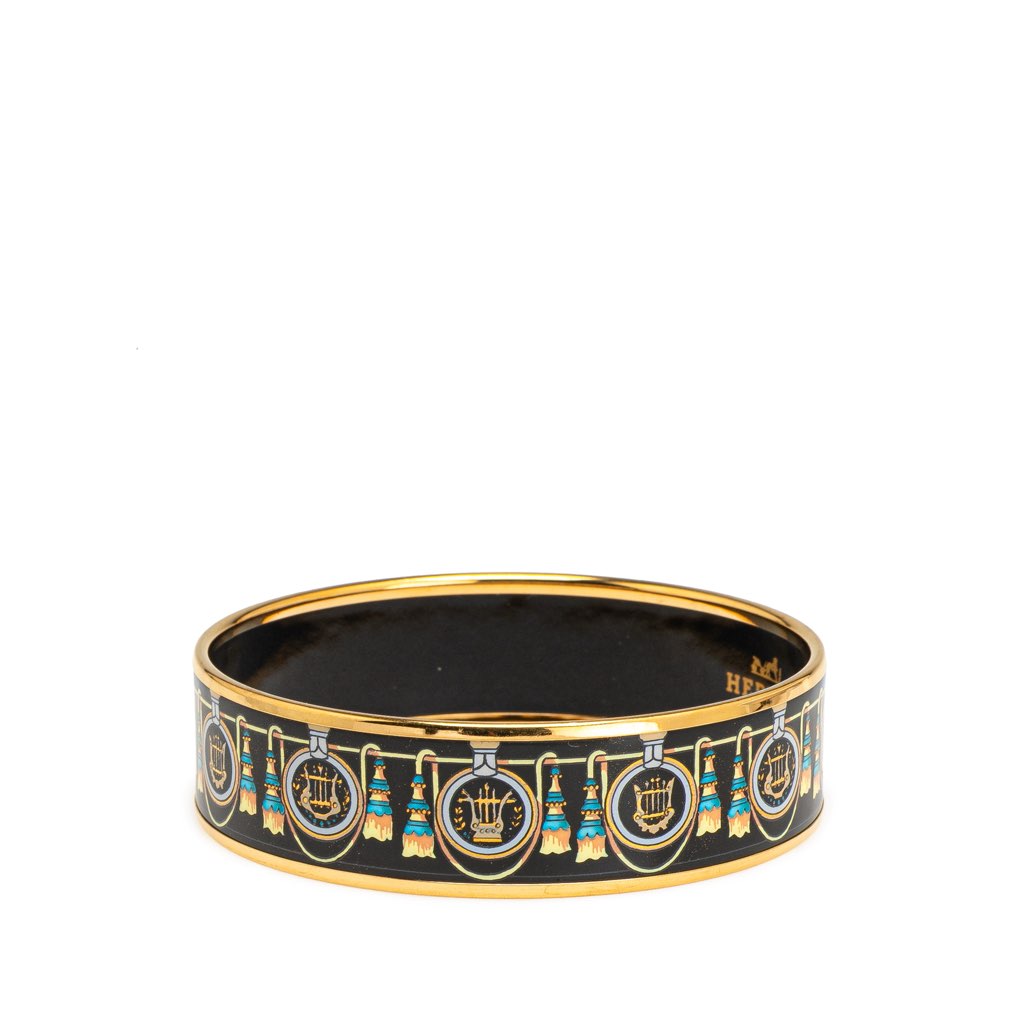 Hermès Wide Enamel Printed Bangle - Back view