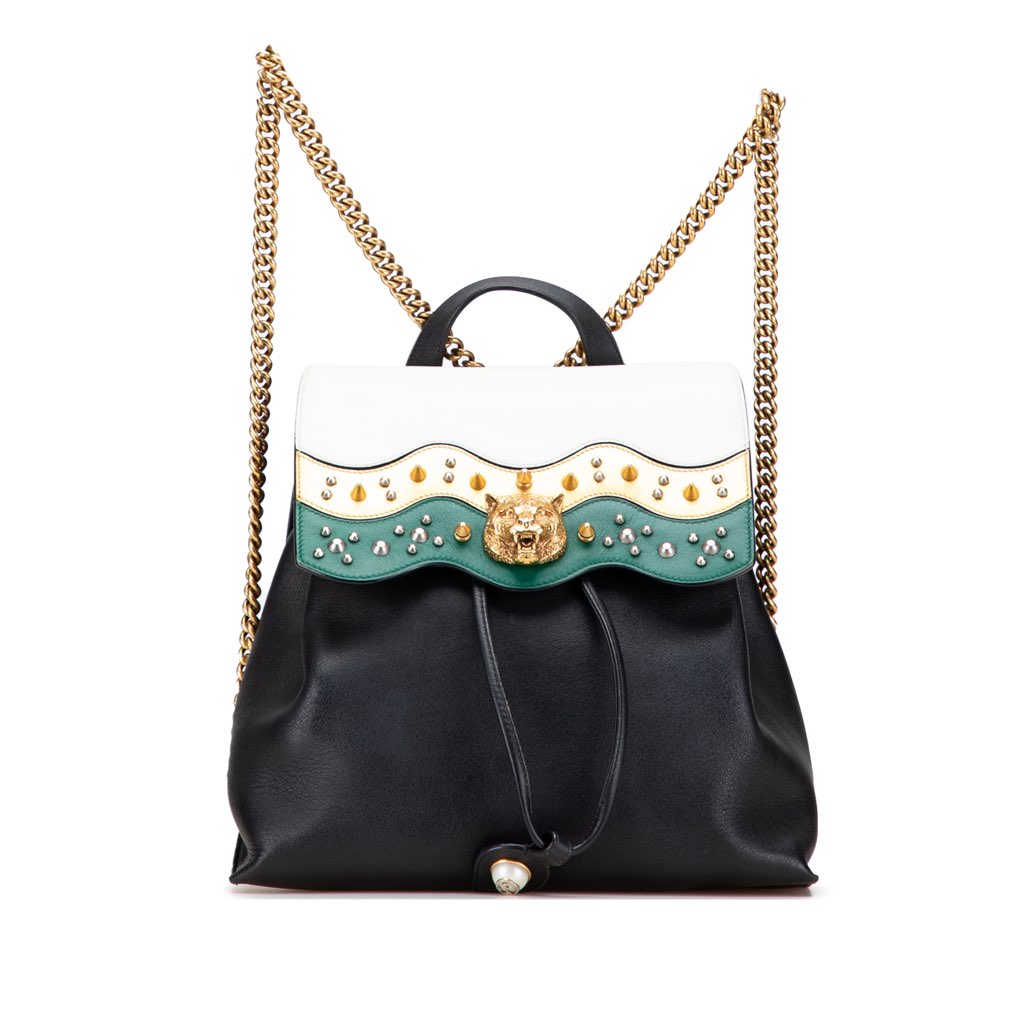 Gucci Leather Studded Animalier Malin Backpack