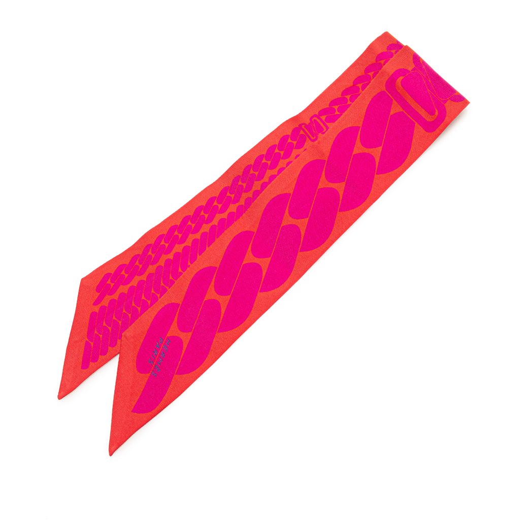 Hermès Clic Cest Noue Silk Twilly Scarf