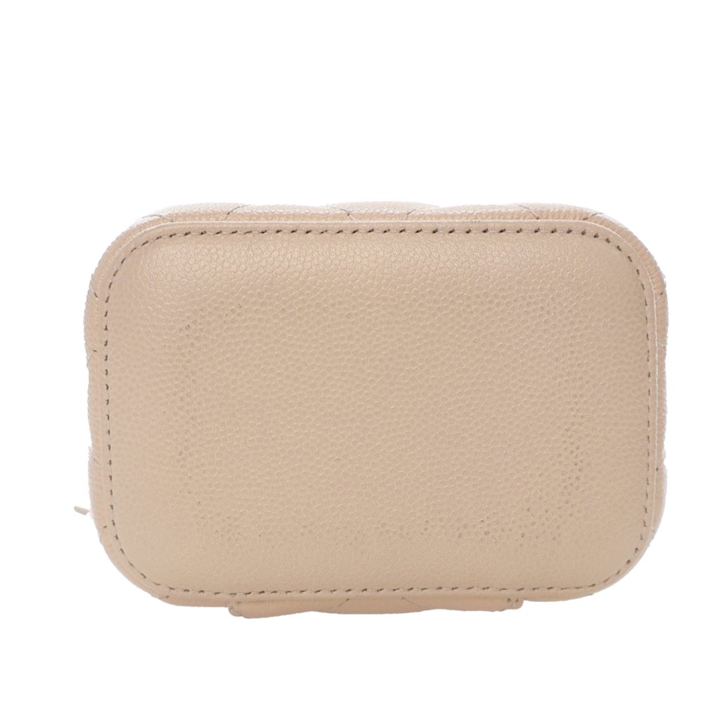 Chanel Mini Quilted Iridescent Caviar Pearl On Top Vanity Case With Chain - 5