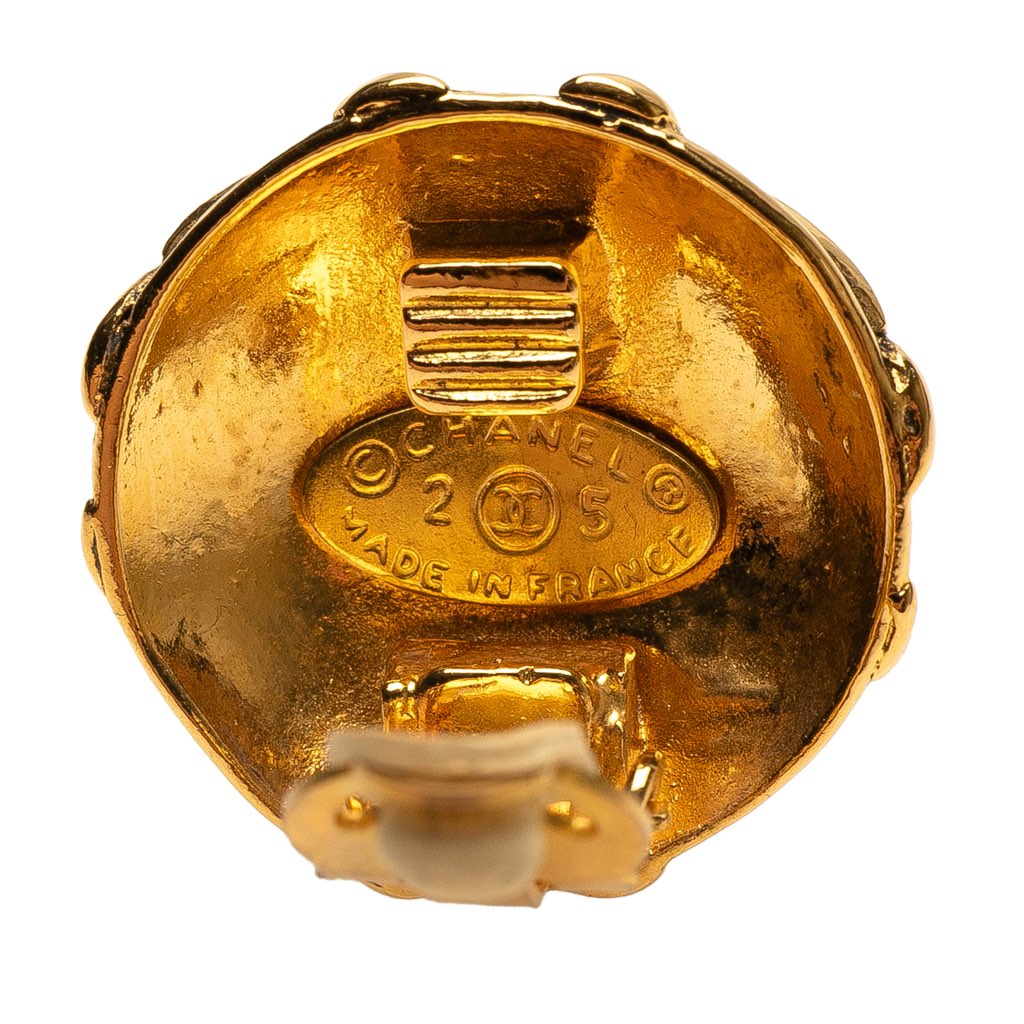 Chanel Gold Plated CC Round Clip On Earrings - Image 6