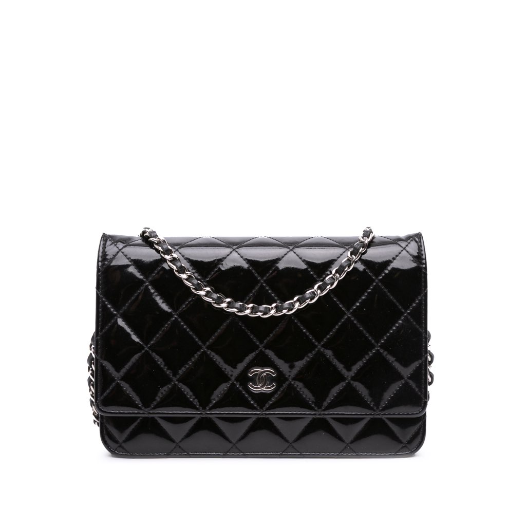 Chanel CC Quilted Patent Wallet On Chain