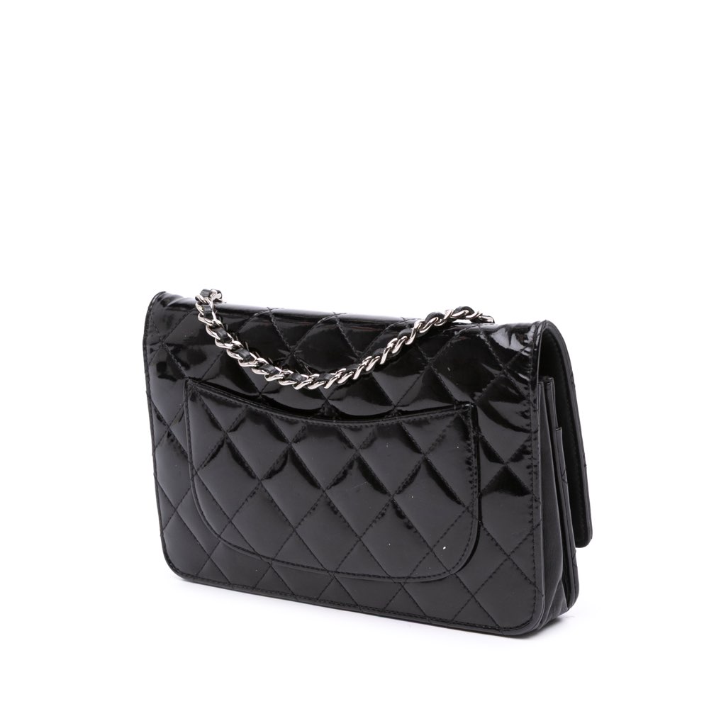 Chanel CC Quilted Patent Wallet On Chain - Back view