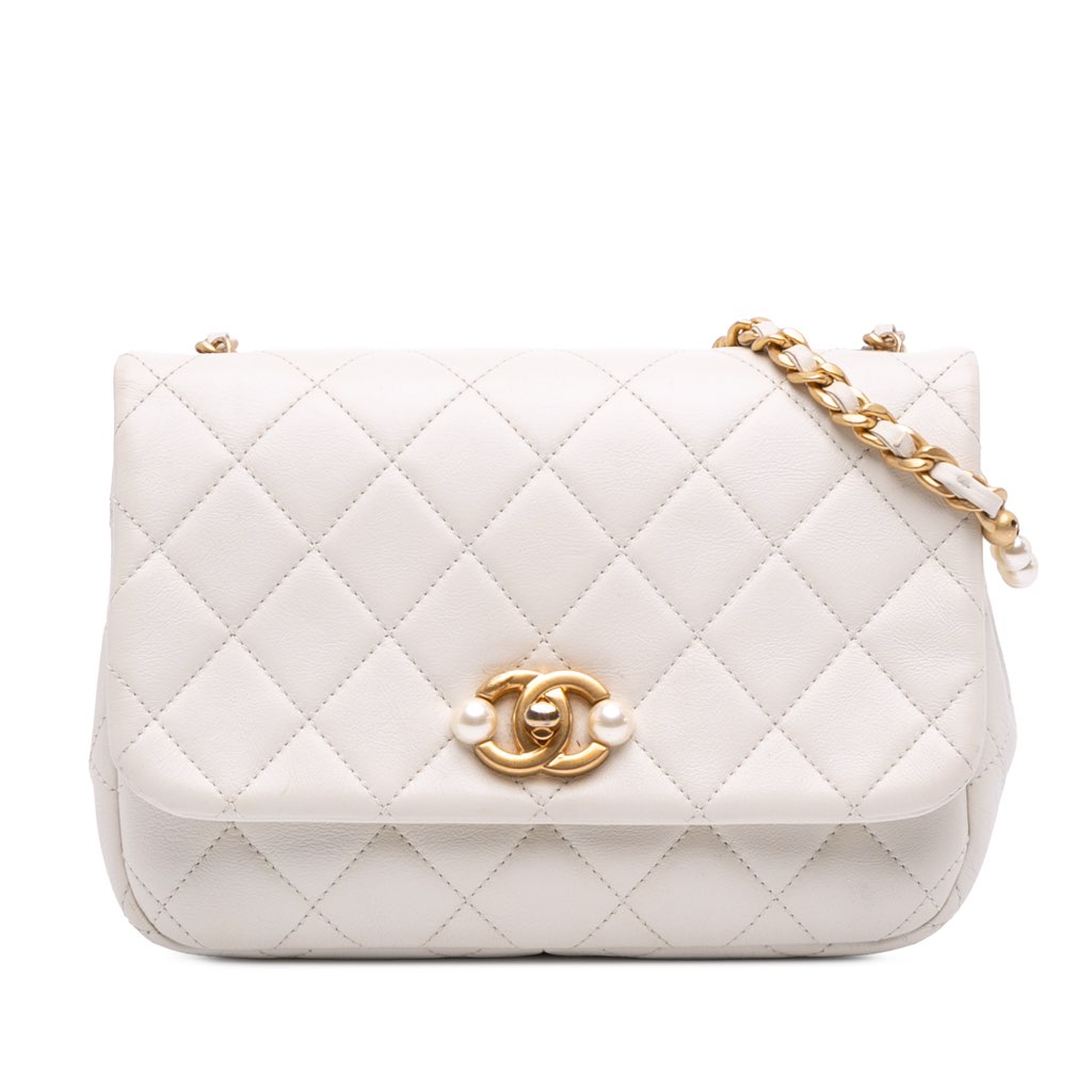Chanel Mini Glazed Calfskin Pearl Side Flap