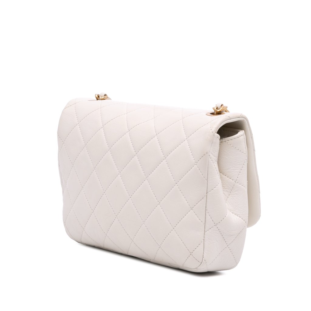 Chanel Mini Glazed Calfskin Pearl Side Flap - Back view