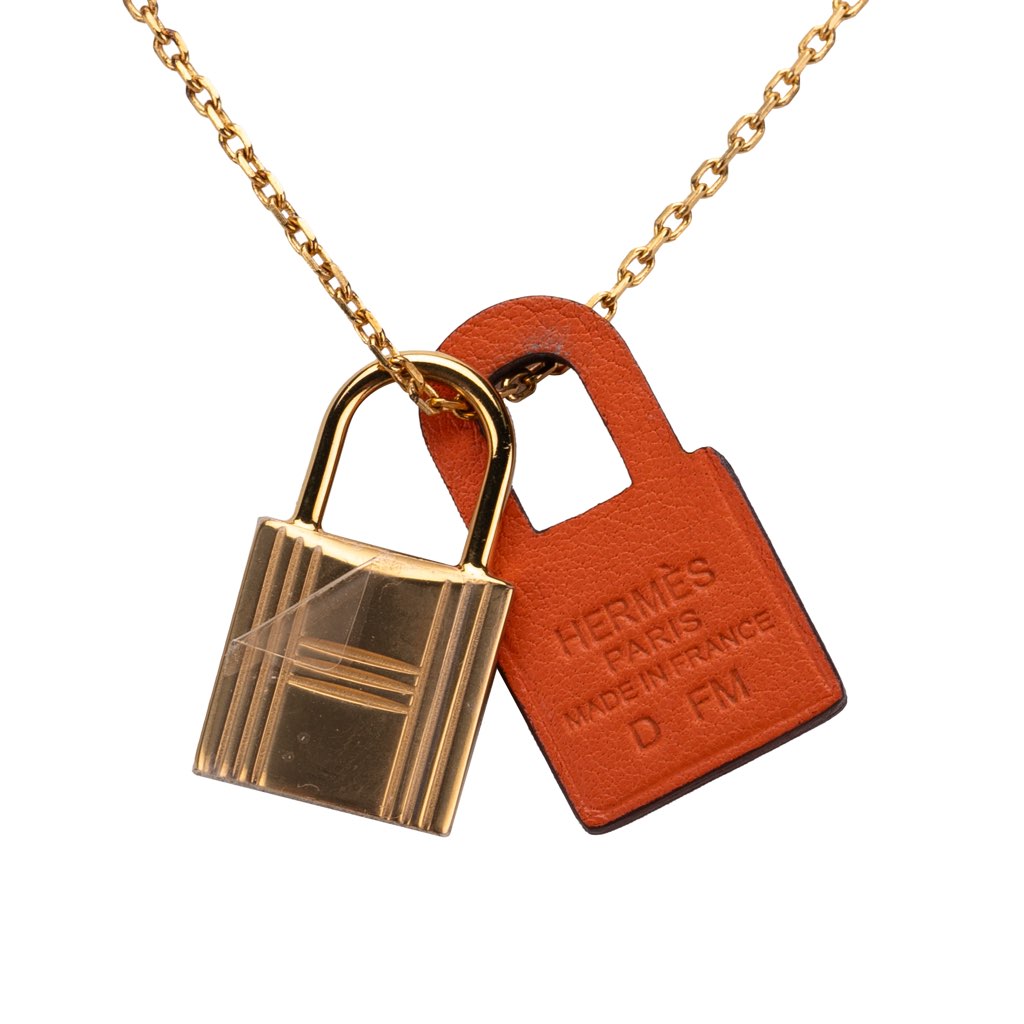 Hermès Gold Plated and Swift O Kelly Pendant Necklace - 2