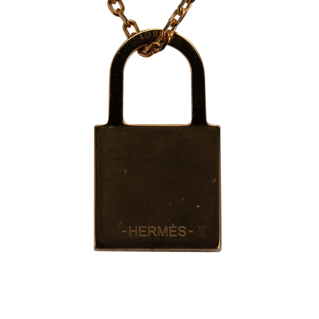 Hermès Gold Plated and Swift O Kelly Pendant Necklace - 3
