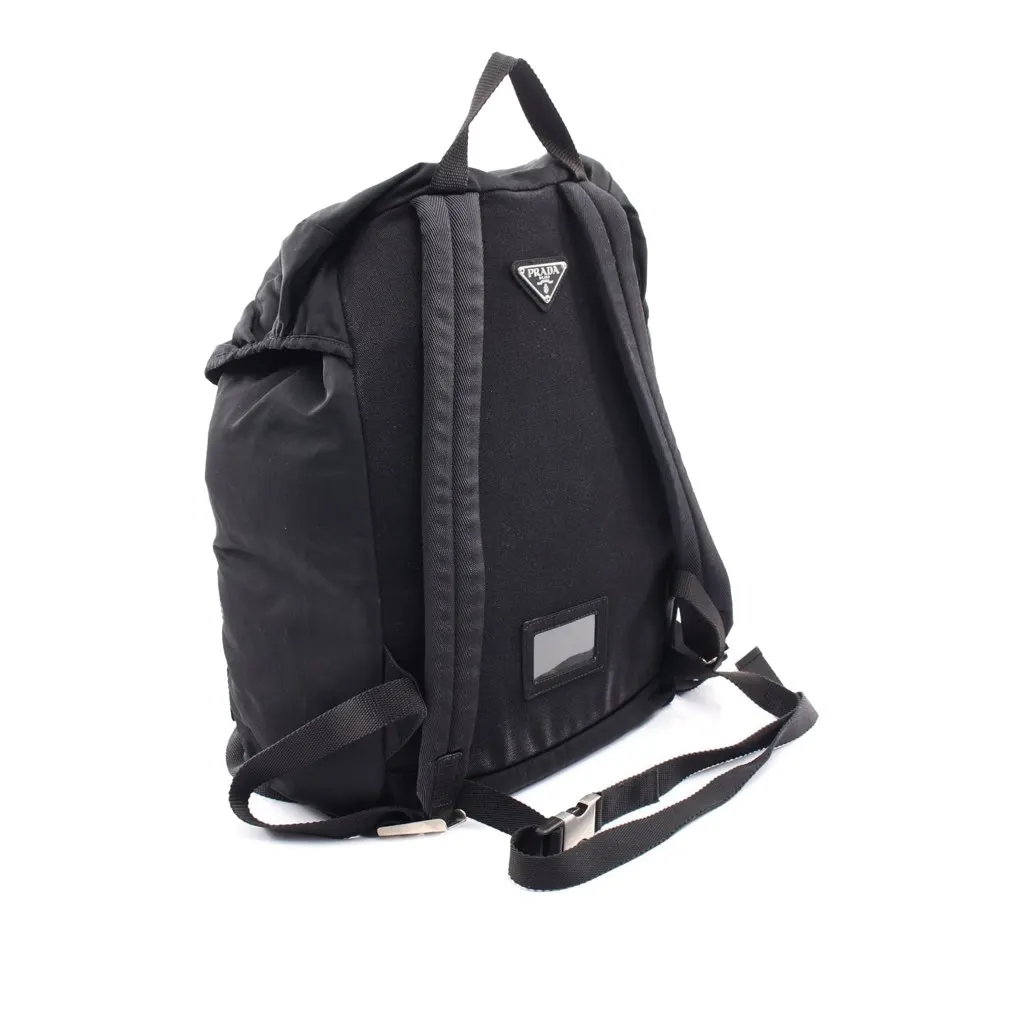 Prada Tessuto Montagna Double Buckle Backpack Black Good - Back View
