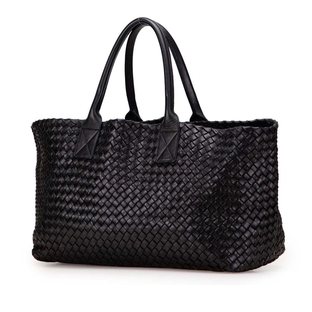 Bottega Veneta Medium Lambskin Intreccio Cabat Tote - Back view