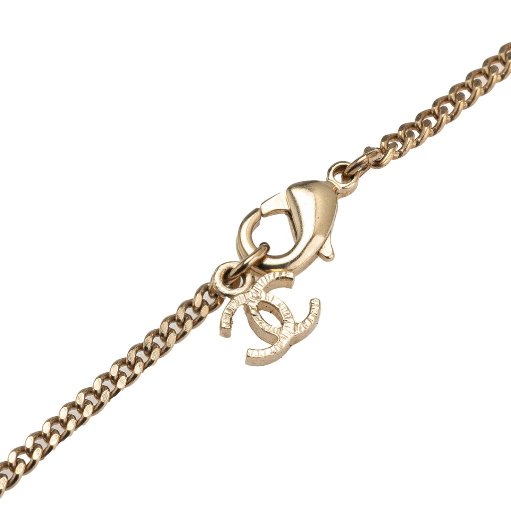 Chanel Gold Plated Faux Pearl CC Pendant Necklace - 3