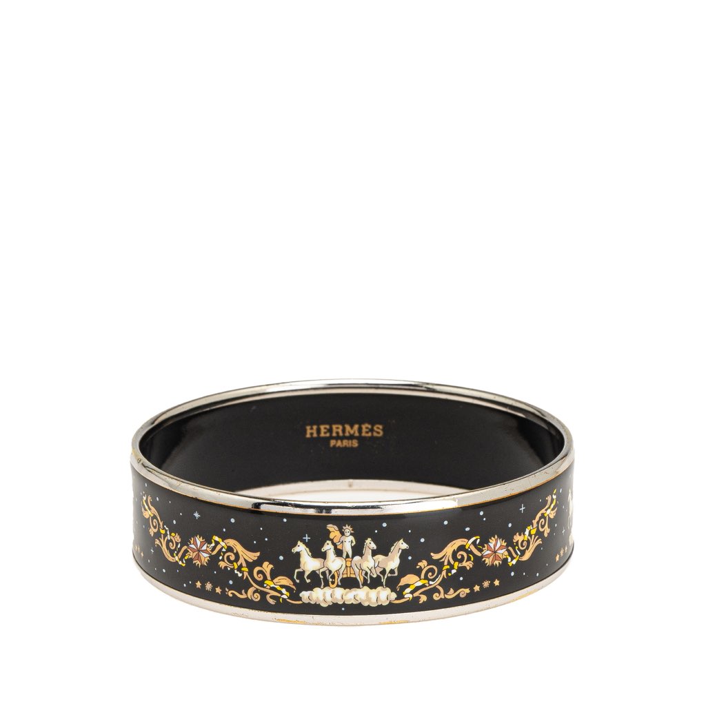 Hermès Wide Enamel Cloisonne Bangle 65